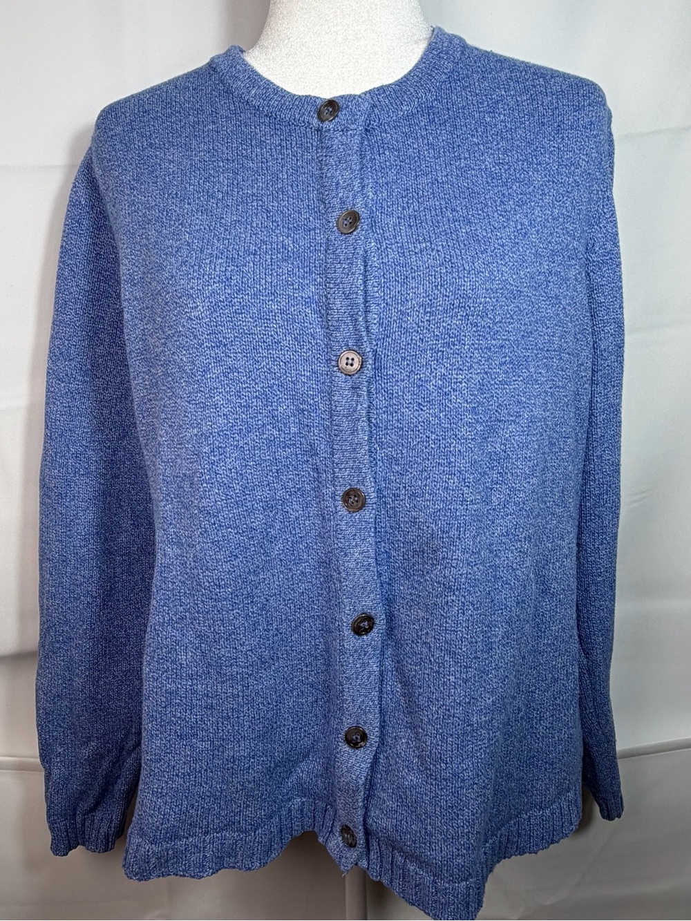 Vintage Vermont Country Store Blue Knit Cardigan Sweater Cotton Women's Large
